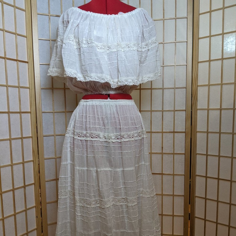 White Skirt and Crop Top matching set